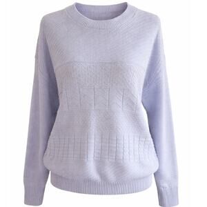Vintage 80s Pastel Lilac Cotton Textured Knit Sweater M/L USA